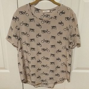 Equipment silk motorcycle print top